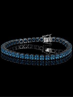 925 Silver, 5.6CTW Blue Moissanite Tennis Bracelet